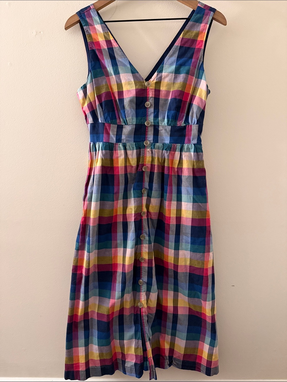 J. Crew Plaid Midi Dress multicolor rainbow 4P